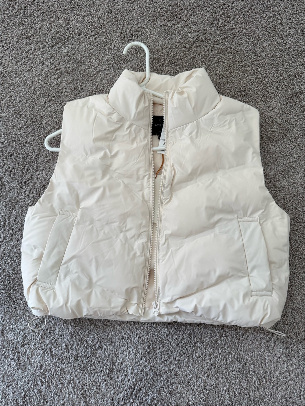 Love Tree Cream Sleeveless Puffer Vest